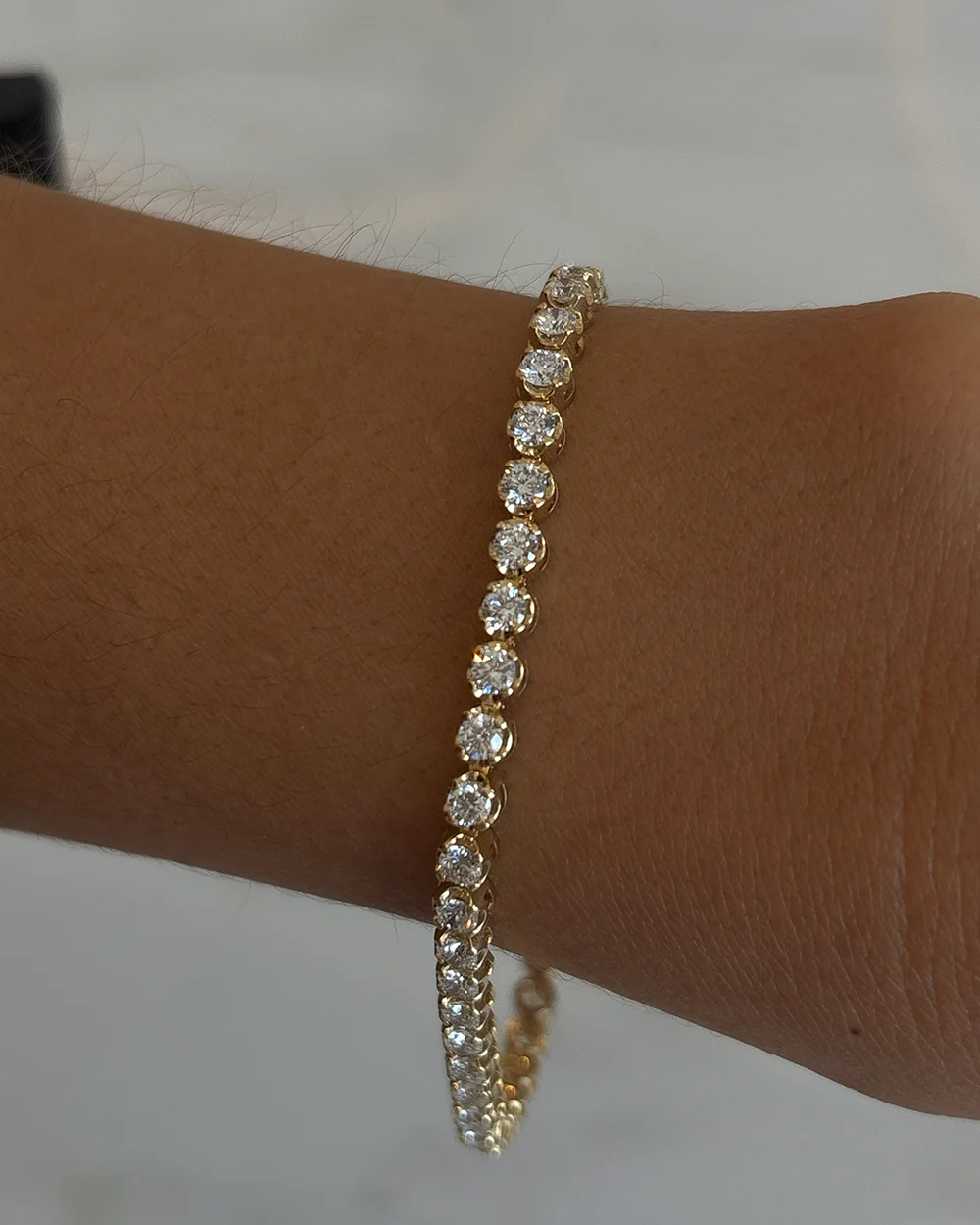 3.48ct Crown Set Tennis Bracelet - 18ct Yellow Gold - Image 6